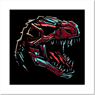 Illustration robotic T-Rex t-shirt design Posters and Art